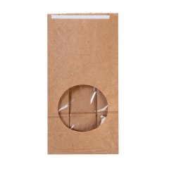 Крафт-пакет с круглым окном 10×6×20 см, с клеевым клапаном (1 слой), 70 г/м², бурый - фото 2