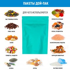 Пакет Дой-Пак 12*23,5(+3,5)см, Металл/PET/БОПП (светло-бирюзовый, матовый) - фото 5