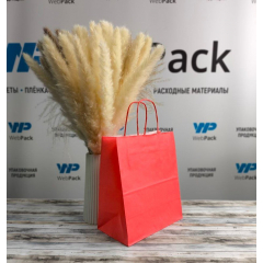 Крафт-пакет с кручеными ручками, 22×12×25 см, 80 г/м², красный - фото 2